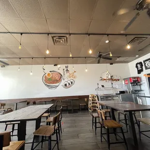 Dining area and toppings bar