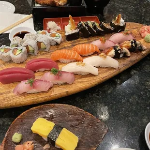 Sushi Platter and rolls. Tamago!!