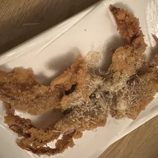 Soft Shell Crab appetizer. Love the bonito flakes on top