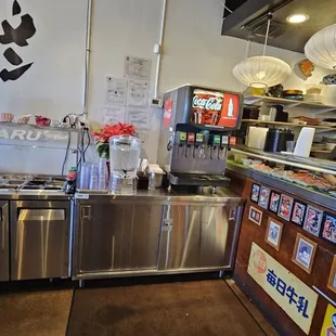 Fountain drinks, garnish bar &amp; sushi