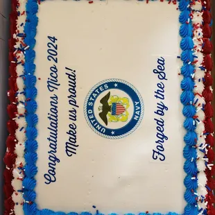 Nico Duarte's going away to bootcamp cake.