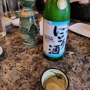 Hot and cold saki, Nigori is a sweet and cold saki(amazing)