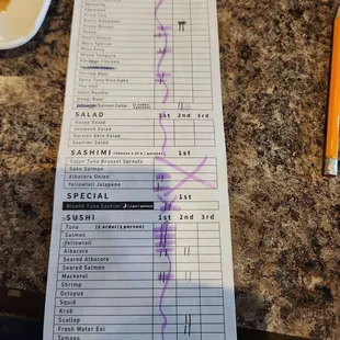 Ultra confusing ordering system for the ayce