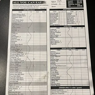 menu
