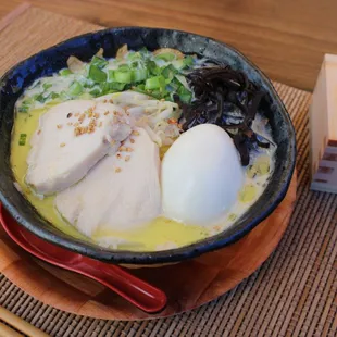 "CHICKEN PAITAN" Ramen $13.5 Chicken Ramen with Rich White "Paitan" Broth