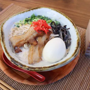 "HAKATA TONKOTSU" Ramen $13.5 Hakata Style Ramen with Rich Pork Broth