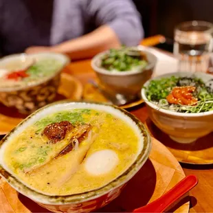 Hakata Tonkotsu, &amp; Spice Miso Ramen. I like the pork broth better.