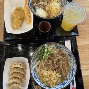 Nakutami udon, gyoza, sweet potato and shrimp tempura...all were so good!