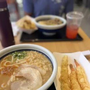 Tonkotsu and curry ramen with Tempura