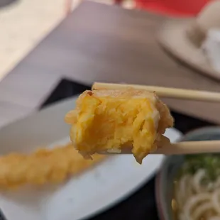 Cross section of the tamagoyaki tempura