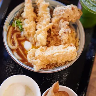 Nikutama Curry w/ Shrimp Tempura and Egg Tempura on top
