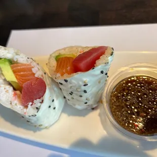 Heavenly (bland) Burrito. The dipping sauce was good