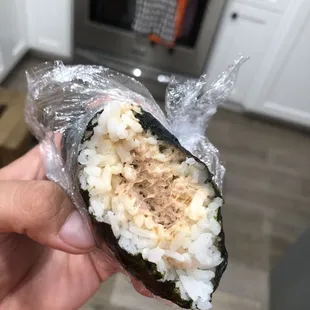 Inside Tuna Mayo O&apos; Musubi