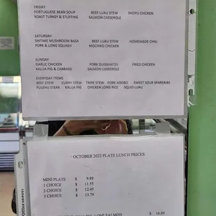 Daily specials