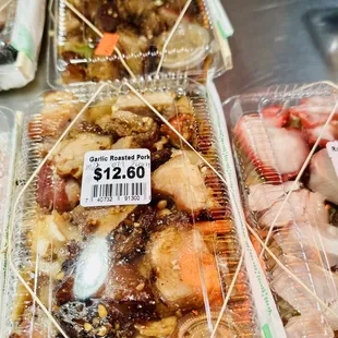 Yummy hot garlic roasted pork with chow fun noodles