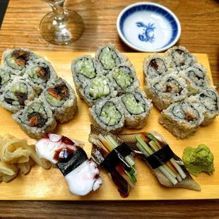 Salmon Skin, Kappa, Ikura, Tako, Anago