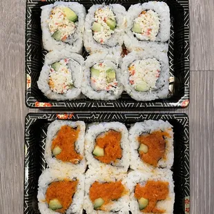 california roll and spicy tuna roll