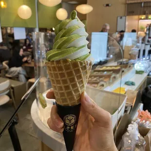 hokkaido milk and matcha soft serve swirl