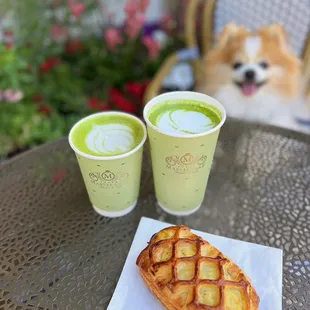 Leek &amp; Parmesan Croissant ($8) + Matcha Latte (12 oz - $5.75, 16 oz - $6.50)
