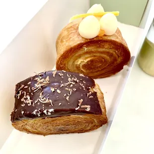 Chocolate and Mango-passion spiral croissant