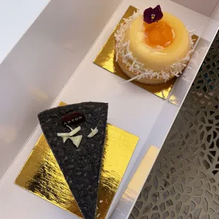 Crepe cake and passion fruit tart