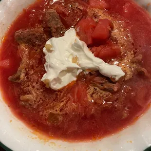 Borscht with sour cream!