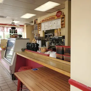 the interior of a muffin shop