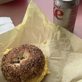 sausage, egg, cheese bagel