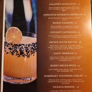 2024 cocktail menu