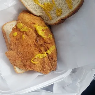 Fried tilapia sandwich