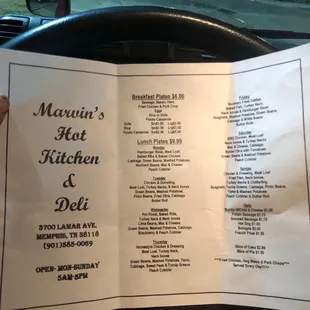 menu