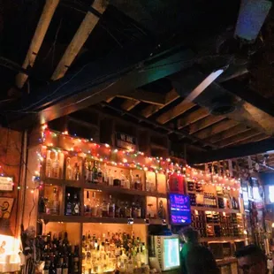 The bar area with cozy lighting