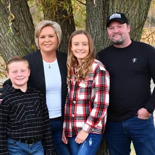 a family posing for a picture