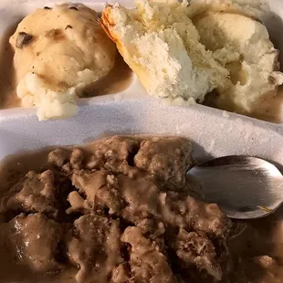 Bakedsteak w/mashed potatoes &amp; gravy
