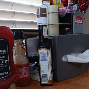 a variety of condiments