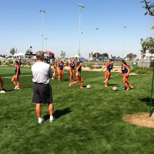 The girls warming up before their game...