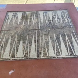 Backgammon board built in to the table