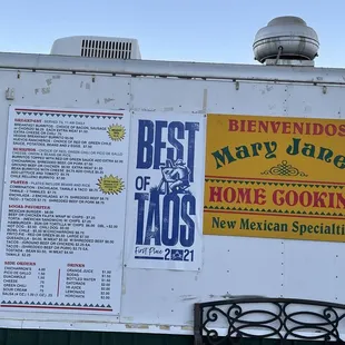 menus on a food truck