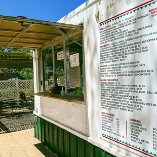 a menu for the restaurant