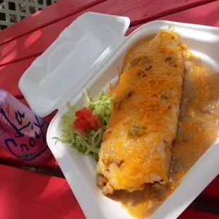 Smothered Beef and Bean Burrito