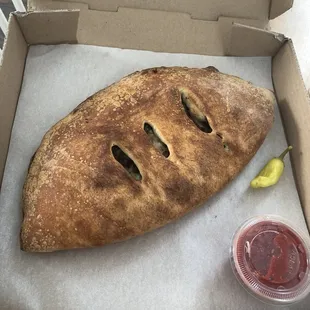 a piece of bread in a box