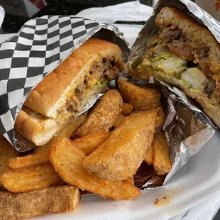 Carne Asada Tortas with Potatoes Wedge