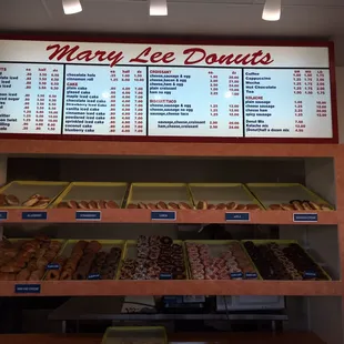 a variety of donuts on display