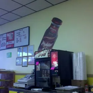 a vending machine and a menu