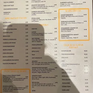 Dec 2022 Menu Breakfast/back