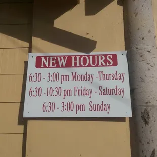 New Hours