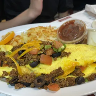 Taco Omelet with Hash Browns