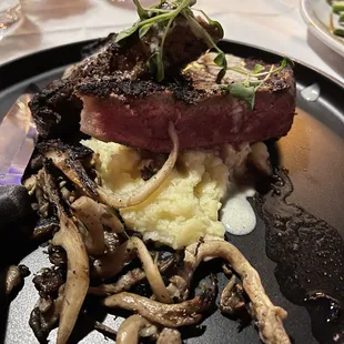 steak and mashed potatoes