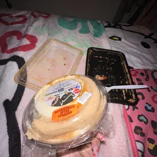 empty smash bowl  &amp; peach cobbler cake :)