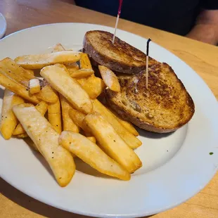 Tuna melt with steak fries